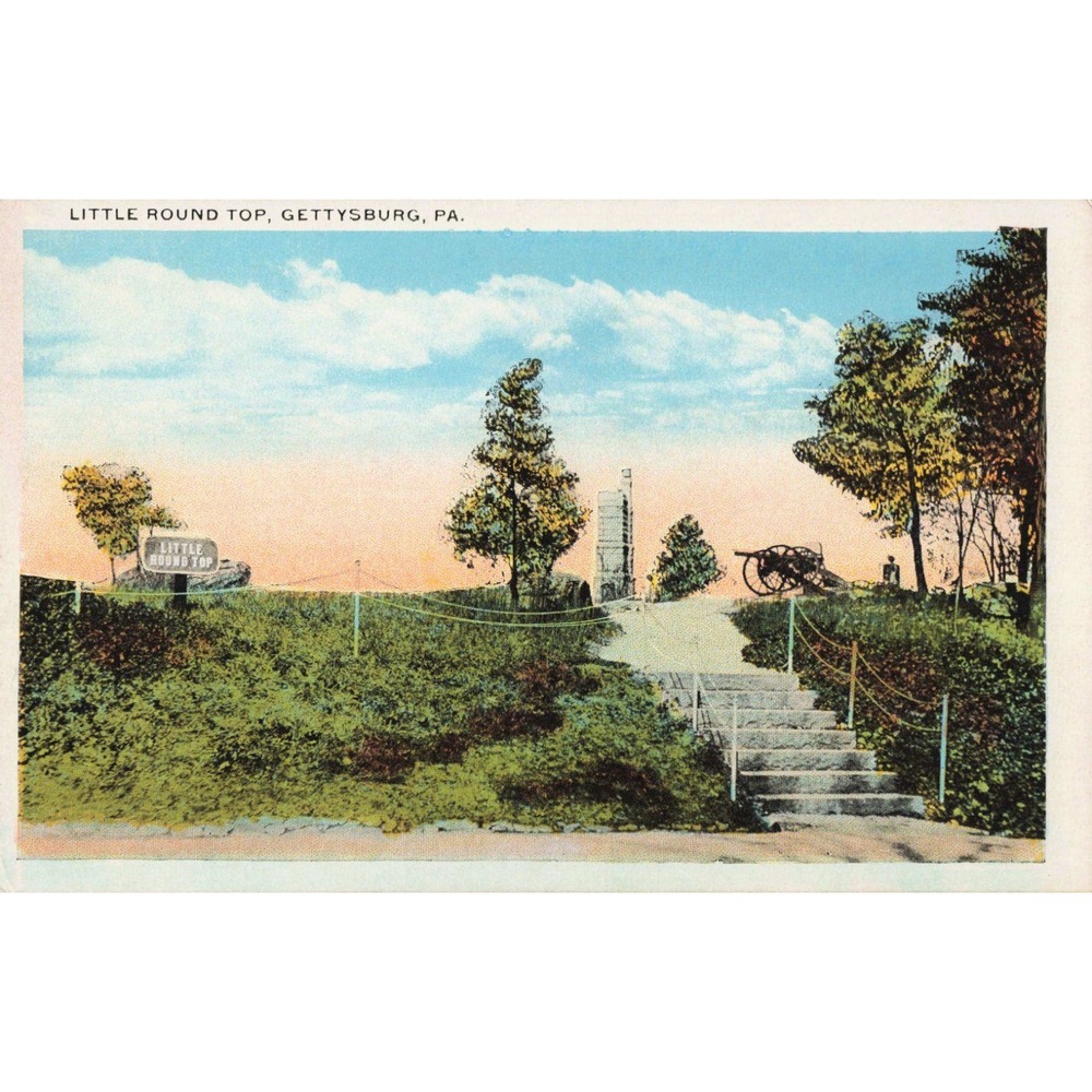 Little Round Top Gettysburg Pennsylvania PA Civil War Battlefield Linen Postcard
